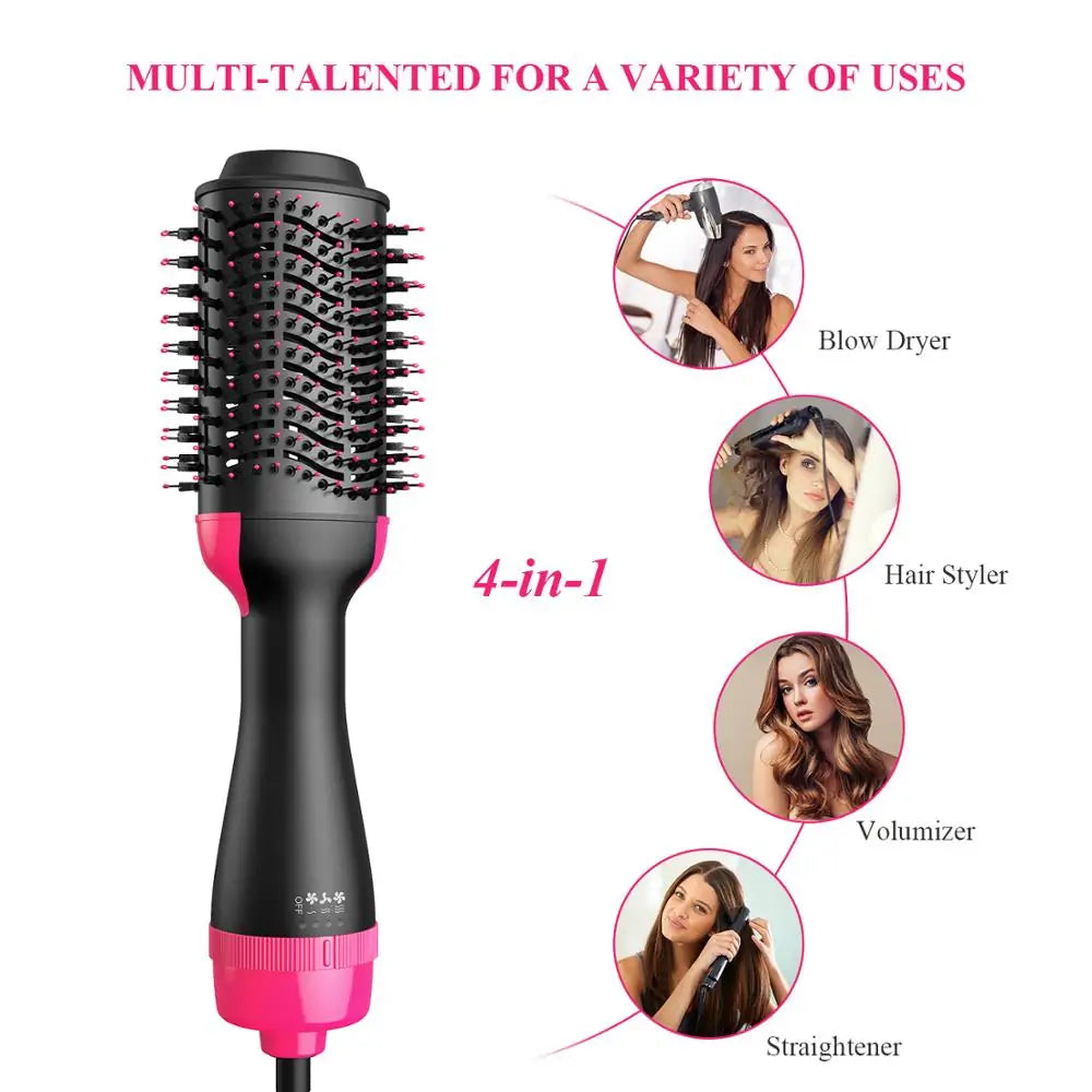 2-in-1 Electric Hair Dryer Volumizer Straightener Curler Comb